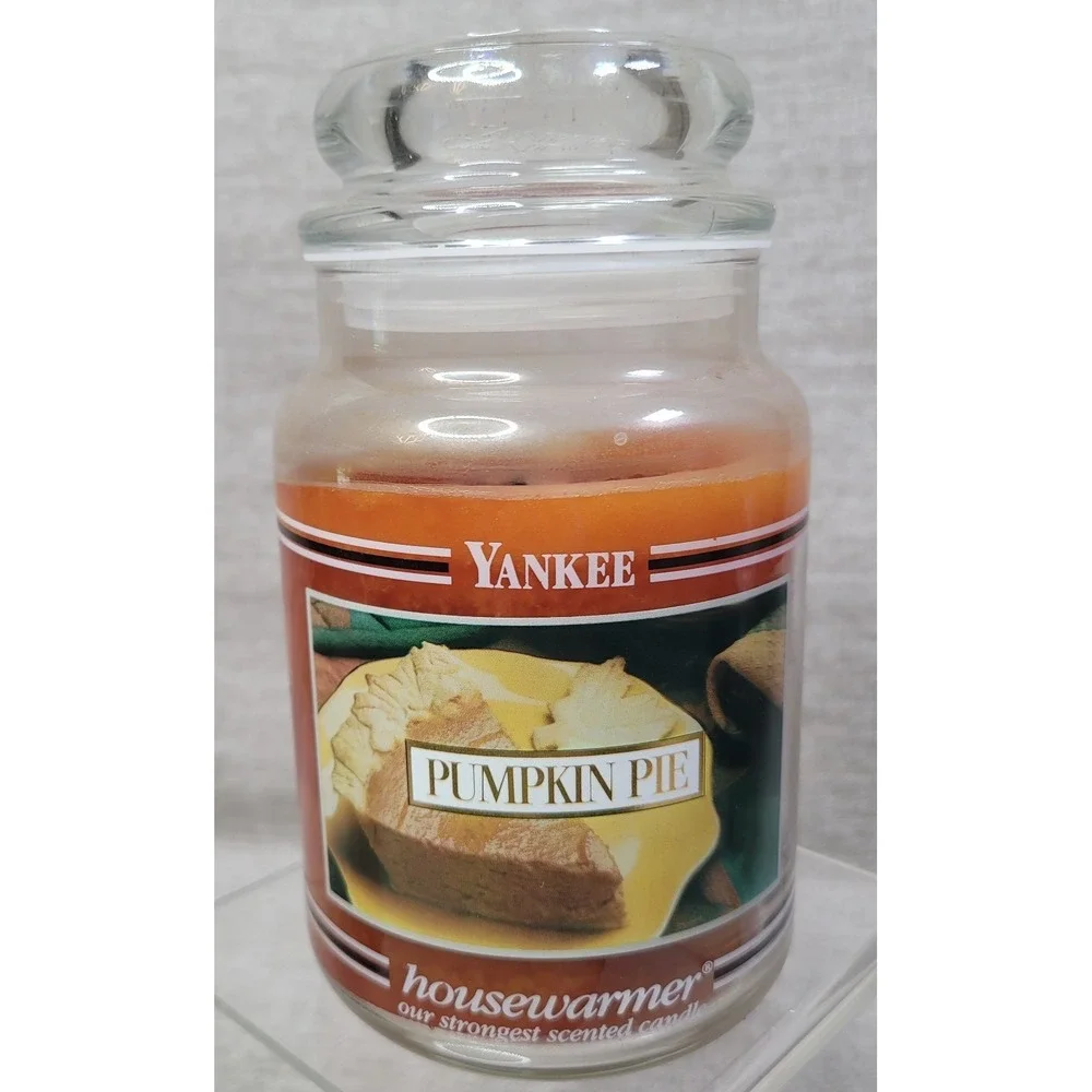 Yankee Candle Housewarmer‎ Pumpkin Pie Retired Black Band 22 oz Burned
